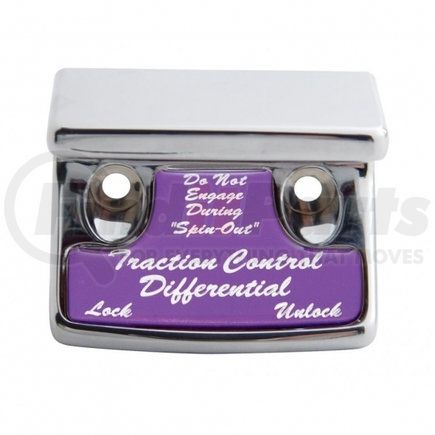 21047 by UNITED PACIFIC - Dash Switch Cover - "Traction Control Differential" Switch Guard, with Purple Sticker, for Freightliner and International