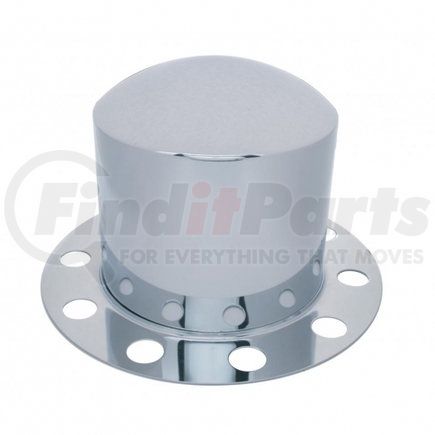 21223 by UNITED PACIFIC - Axle Hub Cover - Rear, Stainless, Dome, with 33mm Nut Cover, Steel/Aluminum Wheel