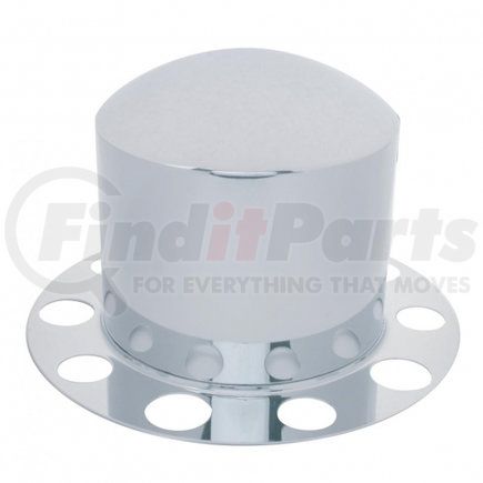 21210 by UNITED PACIFIC - Axle Hub Cover - Rear, Stainless, Dome, with 1.5" Nut Cover - Steel Wheel