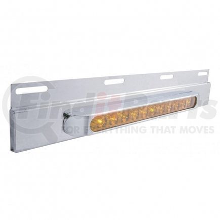 21425 by UNITED PACIFIC - Mud Flap Hanger - Mud Flap Plate, Top, Stainless, with 11 LED 17" Light Bar & Bezel, Amber LED/Amber Lens