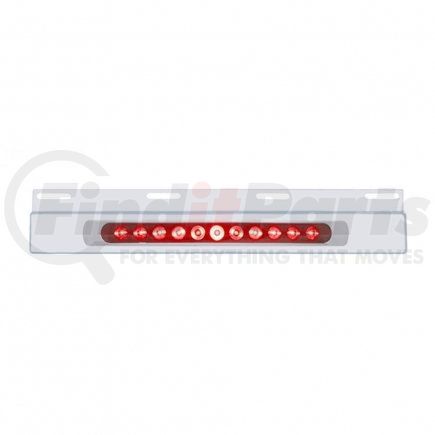21426 by UNITED PACIFIC - Mud Flap Hanger - Mud Flap Plate, Top, Stainless, with 11 LED 17" Light Bar & Bezel, Red LED/Red Lens
