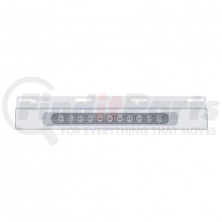 21428 by UNITED PACIFIC - Mud Flap Hanger - Mud Flap Plate, Top, Stainless, with 11 LED 17" Light Bar & Bezel, Red LED/Clear Lens