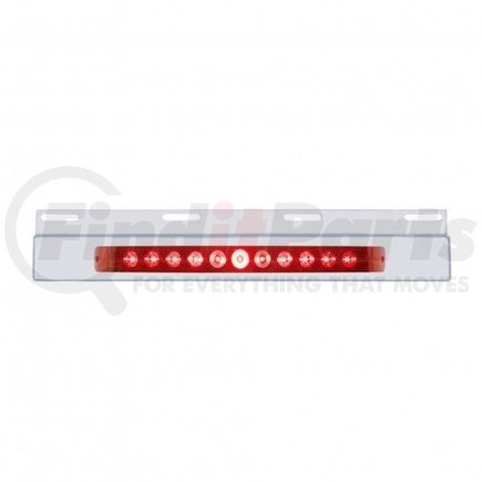 21422 by UNITED PACIFIC - Mud Flap Hanger - Mud Flap Plate, Top, Stainless, with 11 LED 17" Light Bar, Red LED/Red Lens