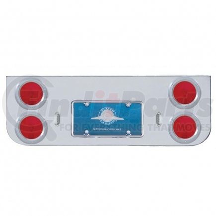 21437 by UNITED PACIFIC - Tail Light Panel - Chrome, Rear Center, with Four 4" Lights & Bezels