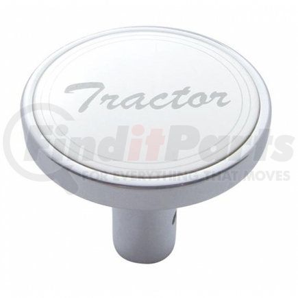 23178 by UNITED PACIFIC - Air Brake Valve Control Knob - "Tractor" Long, Stainless Plaque, with Cursive Script