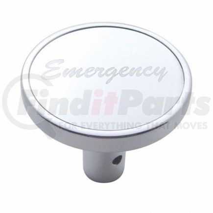 23331 by UNITED PACIFIC - Air Brake Valve Control Knob - "Emergency" Long, Silver Aluminum Sticker