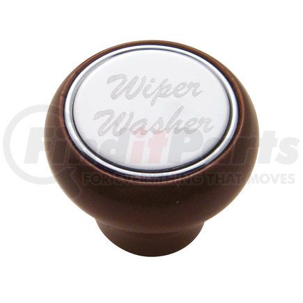 23381 by UNITED PACIFIC - Dash Knob - "Wiper/Washer" Wood Deluxe, Stainless Plaque
