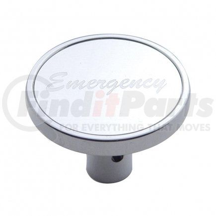 23285 by UNITED PACIFIC - Air Brake Valve Control Knob - "Emergency" Short, Silver Aluminum Sticker