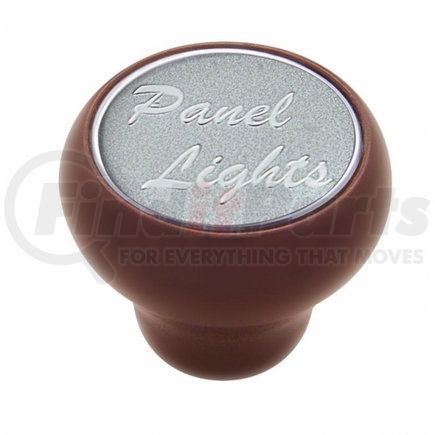 23547 by UNITED PACIFIC - Dash Knob - "Panel Lights" Wood Deluxe, Silver Glossy Sticker