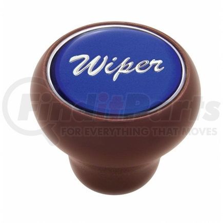 23555 by UNITED PACIFIC - Dash Knob - "Wiper" Wood Deluxe, Blue Glossy Sticker