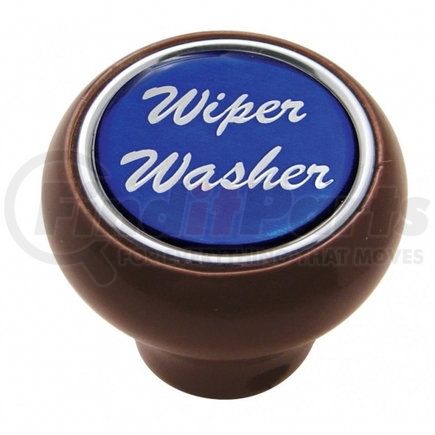 23561 by UNITED PACIFIC - Dash Knob - "Wiper/Washer" Wood Deluxe, Blue Glossy Sticker