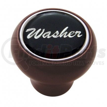 23548 by UNITED PACIFIC - Dash Knob - "Washer" Wood Deluxe, Black Glossy Sticker
