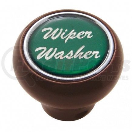 23562 by UNITED PACIFIC - Dash Knob - "Wiper/Washer" Wood Deluxe, Green Glossy Sticker