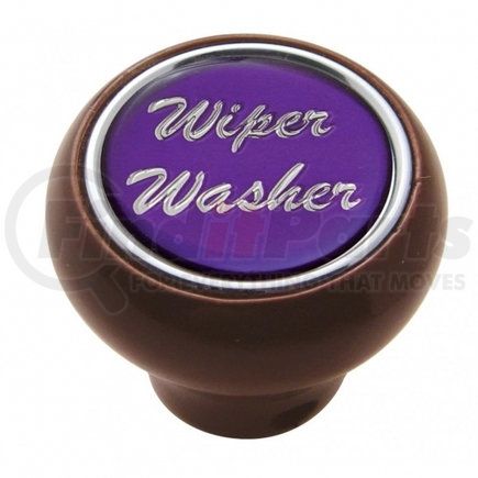 23563 by UNITED PACIFIC - Dash Knob - "Wiper/Washer" Wood Deluxe, Purple Glossy Sticker