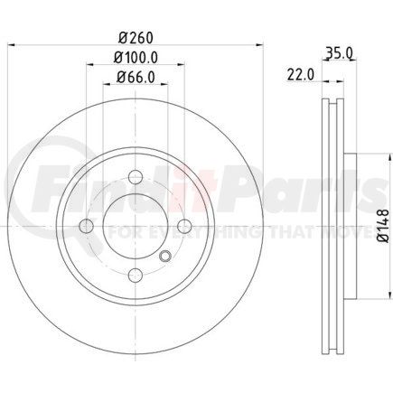 355100652 by HELLA - Disc Brake Rotor