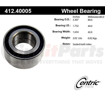 Centric 412.40005 Wheel Bearing Centric Premium Double Row Wheel Bearing