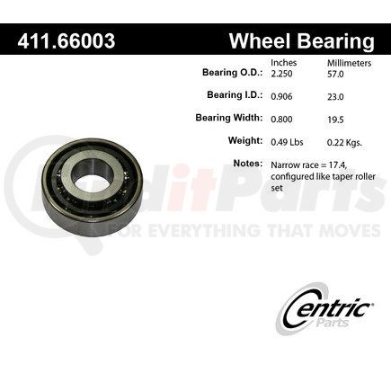 411.66003 by CENTRIC - Centric Premium Axle Shaft Bearing Single Row