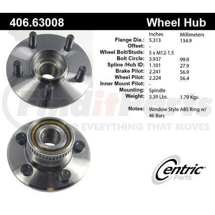 Centric 406.63008 Wheel Bearing and Hub Assembly Premium Hub Assembly