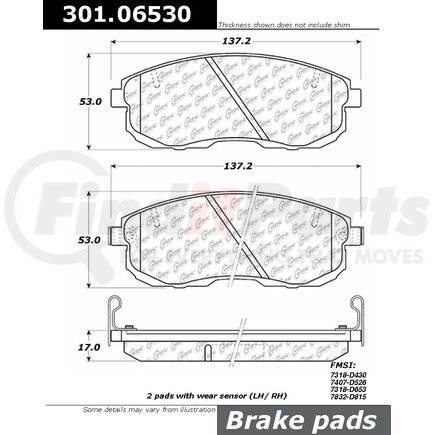 301.0653 by CENTRIC - Premium Ceramic Brake Pads Shims and Hardware