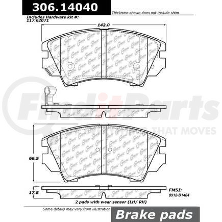 306.1404 by CENTRIC - Fleet Performance Brake Pads with Hardware