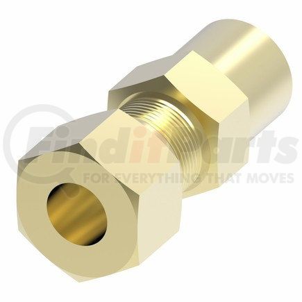 66X8 by WEATHERHEAD - Compression And Self align Brass Female Connector 1/2" Tube Size 3/8" Pipe Threads