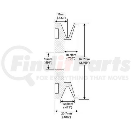 201-52004 by J&N - Pulley 1-Groove, 1.66" / 42.1mm ID, 2.48" / 63.1mm OD