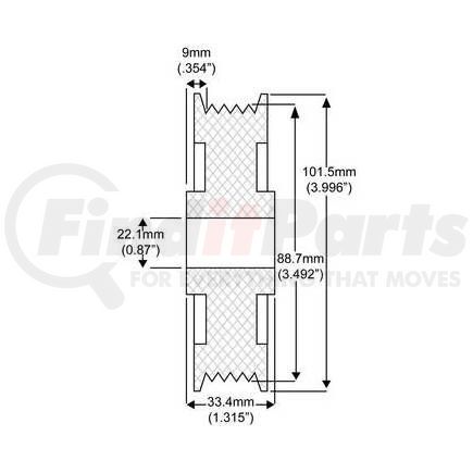 205-01003 by J&N - Pulley 5-Grooves, 0.87" / 22.1mm ID, 4" / 101.5mm OD