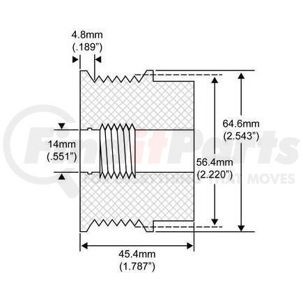 206-24029 by J&N - Pulley 6-Grooves, Decoupler, 0.55" / 14mm ID, 2.54" / 64.6mm OD