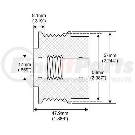 206-48016 by J&N - Pulley 6-Grooves, Clutch, 0.67" / 17mm ID, 2.24" / 57mm OD