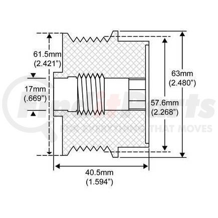 206-48018 by J&N - Pulley 6-Grooves, Decoupler, 0.67" / 17mm ID, 2.48" / 63mm OD