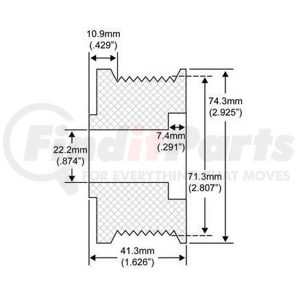 208-12003 by J&N - Pulley, 8-Grooves, 0.87" / 22.2mm ID, 2.93" / 74.3mm OD