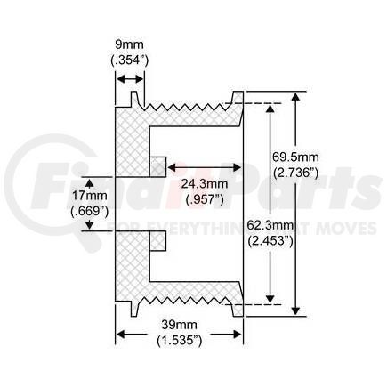 208-24012 by J&N - Pulley 8-Grooves, 0.67" / 17mm ID, 2.74" / 69.5mm OD