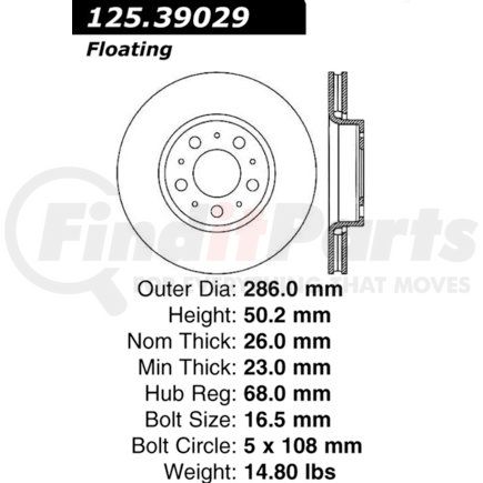 125.39029 by CENTRIC - Centric Premium High Carbon Alloy Brake Rotor