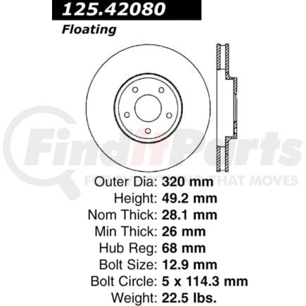 Centric 125.4208 Brake Hydraulic Line Premium High-Carbon Rotor