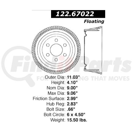 Centric 122.67022 Brake Drum Prm Brake Drum