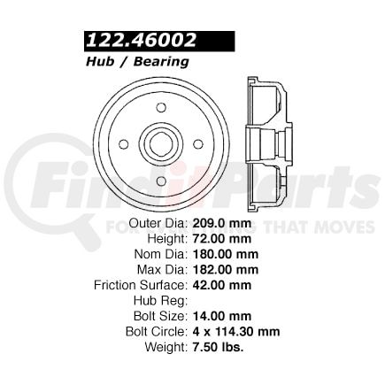 122.46002 by CENTRIC - Premium Brake Drum