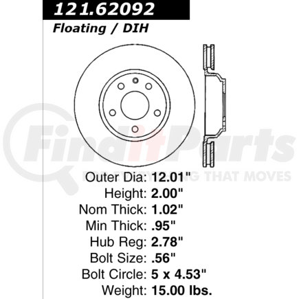 121.62092 by CENTRIC - Std Brake Rotor
