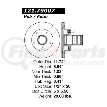 121.79007 by CENTRIC - C-Tek Standard Brake Rotor