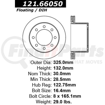 121.6605 by CENTRIC - C-TEK Standard Brake Rotor
