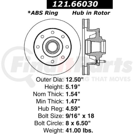 Centric 121.6603 Disc Brake Rotor C-TEK Standard Brake Rotor