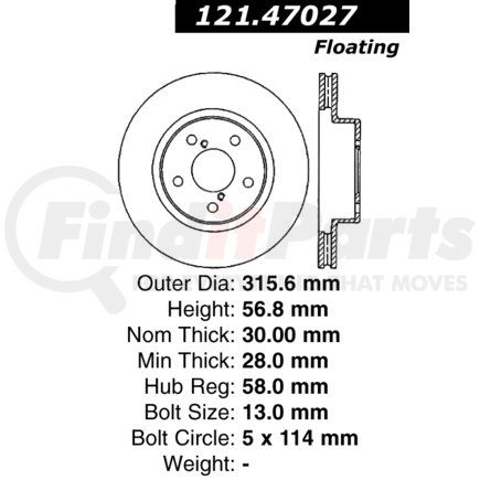 121.47027 by CENTRIC - Standard Brake Rotor