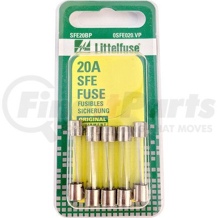 SFE20BP by LITTELFUSE - SFE GLS FUSE 5CDS/PK  20A