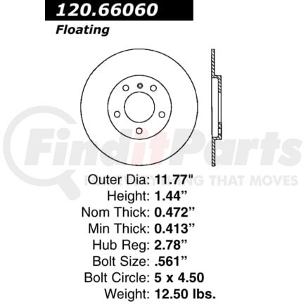 120.6606 by CENTRIC - Premium Brake Rotor