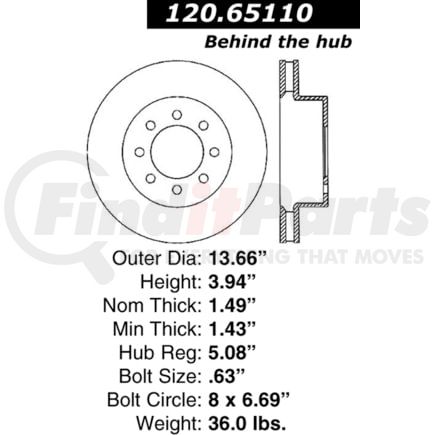 120.6511 by CENTRIC - Premium Brake Rotor
