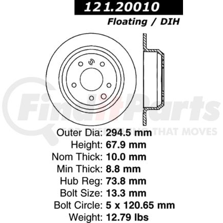 121.2001 by CENTRIC - C-TEK Standard Brake Rotor