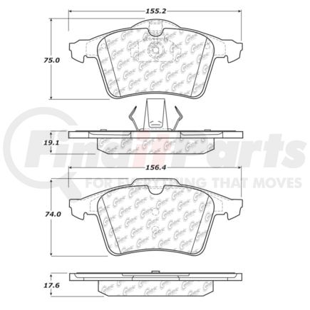 Centric 106.13050 Disc Brake Pad Set PosiQuiet Extended Wear
