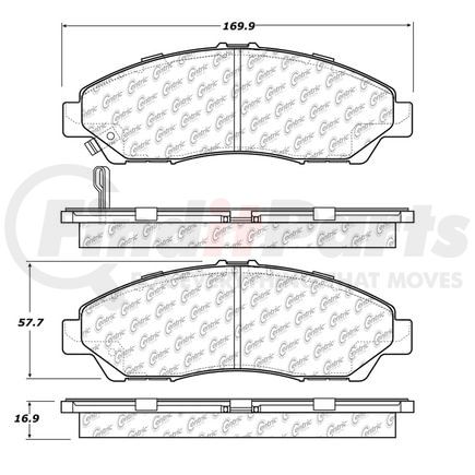 Centric 106.12800 Disc Brake Pad Set PosiQuiet Extended Wear