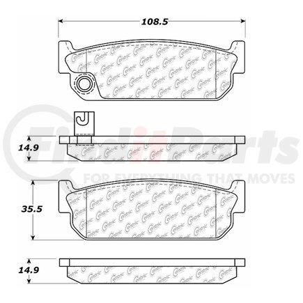 Centric 106.04810 Disc Brake Pad Set PosiQuiet Extended Wear