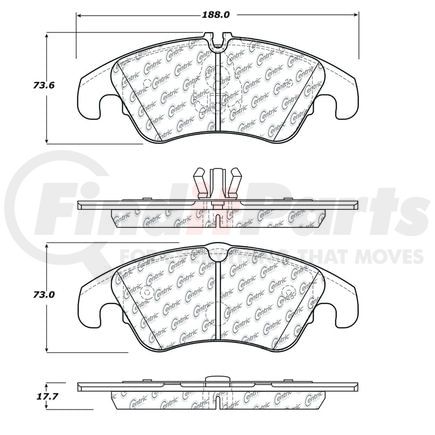 105.1322 by CENTRIC - Posi-Quiet Ceramic Brake Pads with Shims and Hardware