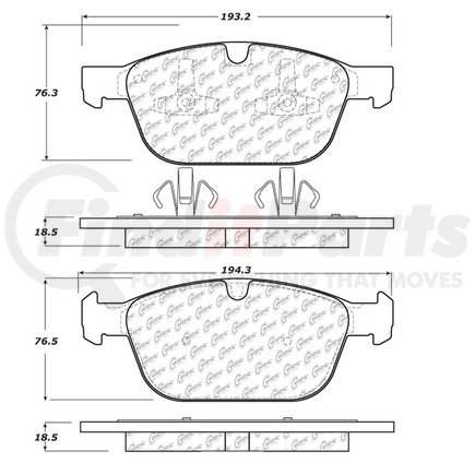 104.1412 by CENTRIC - Posi-Quiet Semi-Metallic Brake Pads with Hardware